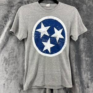 Nothing Too Fancy Crew Neck Gray Navy White TN Tri-Star Short Sleeve T-Shirt XS